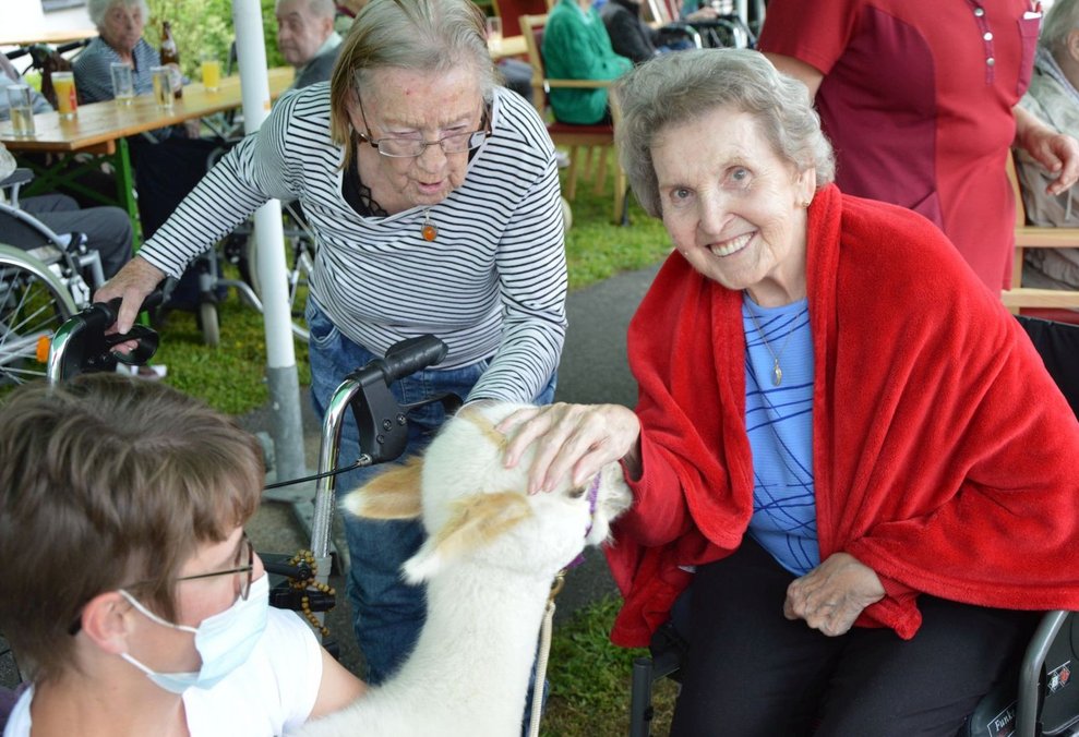 BewohnerInnen mit Alpaka